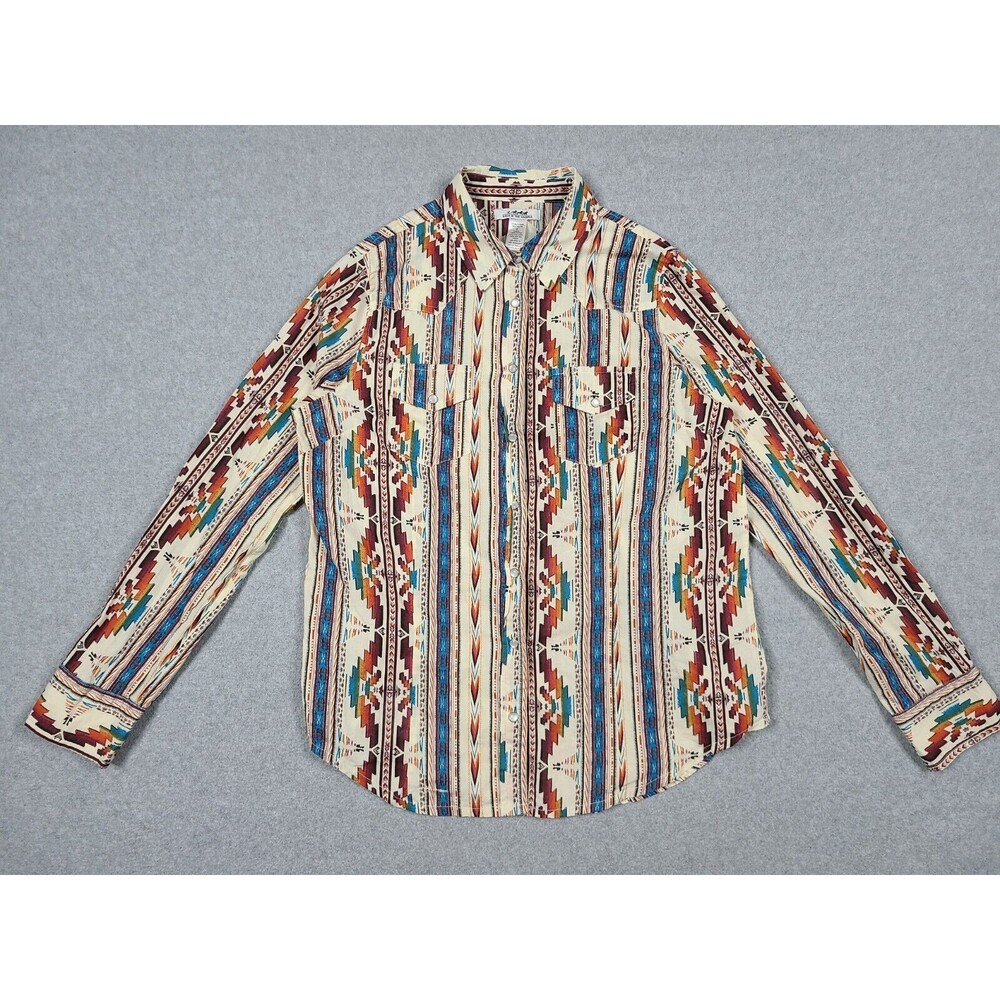 Back In The Saddle Womens Aztec Pearl Snap Shirt Sz S Western Cowgirl Cowboy